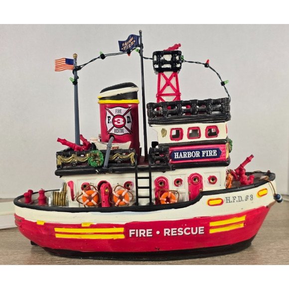Lemax 156835 Carole Towne Collection Harbor Fire Boat 2008 READ - Picture 1 of 3